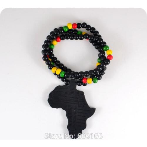 Rasta Reggae Punk Infinite Black Africa Map Good Wood NYC X Chase Wooden Beads Necklace Hip Hop Fashion Jewelry