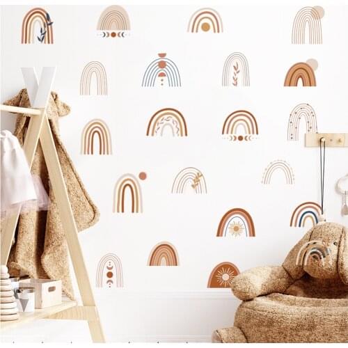 Nordic Boho Rainbow Wall Stickers For Kids Rooms Bohemia Decorative Sticker Children Wall Stickers Decoration Room Kids Girls