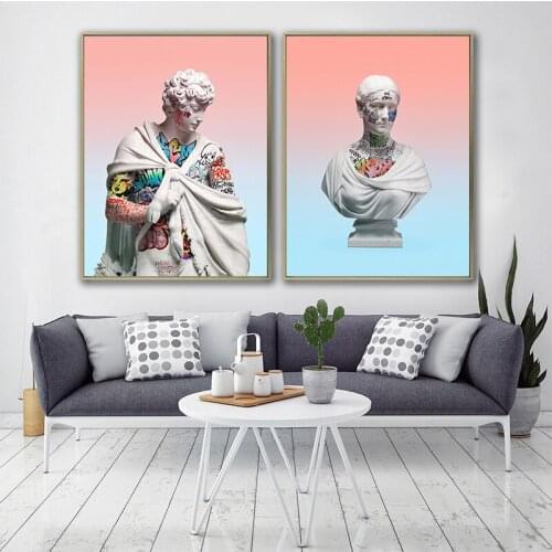 Sculpture graffiti canvas painting modern decoration wall art posters and prints for living room wall posters dropshipping