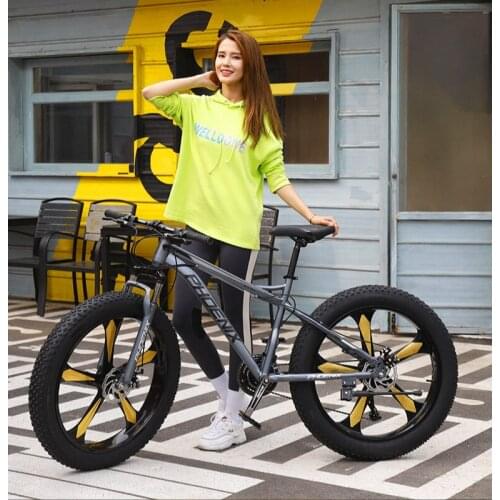 Sandy Beach Bike 26 Inch and 4.0 Super Wide Tires Male and Female Shock-absorbing bicycle 24/27/30 Speed Bicycle