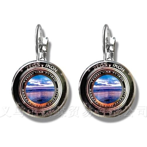 Dslr Lenses Art Picture Earrings Keep That Moment Forever Camera Lens Silver Plated Stud Earrings For Women Best Gift