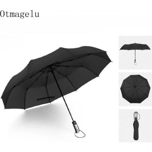 Three Folding Automatic Rain Umbrella Women Luxury Windproof Car Business Umbrellas With Metal 10 bone Stand Holder Parasol