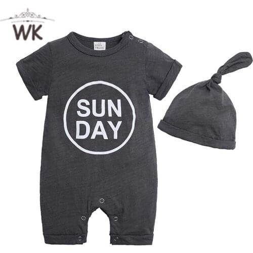 2021 Summer Unisex Letter " SUN DAY " Baby Boy Clothes Cotton Kid Clothes Newborn Rompers 0-18M Baby Girl Clothes Baby Jumpsuit