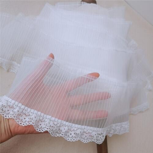 4Meters/lot 11cm White Organza Ruffles Lace Trims, Transparent Fabric Lace Accessories Textile Free Shipping X606