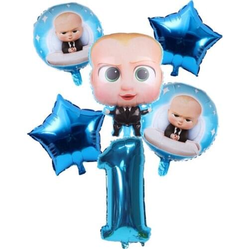 6pcs Baby Boss Foil Balloon 30inch Number Helium Balls Boys Birthday Party Decoration Kids Toy Globos