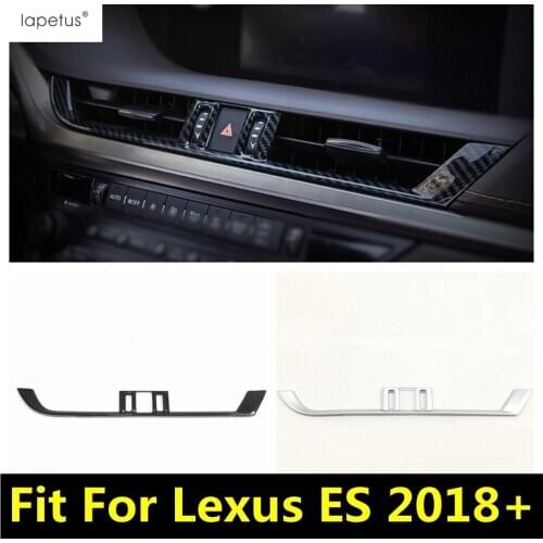 Lapetus Carbon Fiber Look Accessories For Lexus ES 2018 2019 2020 2021 Central Air Conditioning AC Outlet Vent Frame Cover Trim