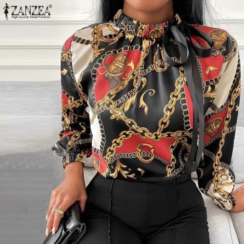 Oversized Women Vintage Floral Printed Blouse ZANZEA 2021 Autumn Long Sleeve Shirt Elegant Office Lady Tops Female Blusas Tunic