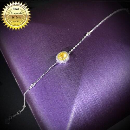 18K Bracelet natural yellow diamond 0.28ct and 0.14ct white diamonds