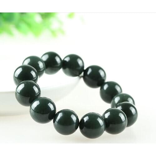 Natural Hetian Qingyu Bead Chain Jade Bracelet Fine Jewelry Lucky Safety Amulet Jade Bracelet