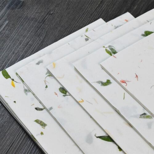 Yun Long Xuan Paper with Flower Grass Tea Fiber Chinese Painting Rice Paper Half-Ripe Thicken Chinese Xuan Paper Rijstpapier