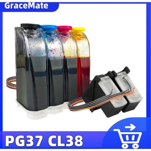 GraceMate Compatible for Canon PG37 CL38 CISS Bulk Ink IP1800 IP1900 IP250 IP2600 MP140 MP190 MP210 MP220 MP470 MX300 Printer