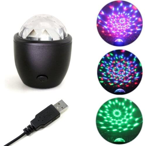 Disco Light Rotating Ball Light RGB LED Sound Control Magic Ball Projector Lamp USB Crystal Lamps for Home KTV Bar Party Concert