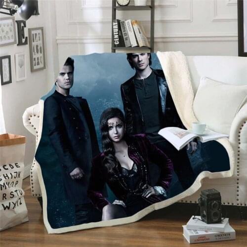 The Vampire Diaries 3d printed fleece blanket for Beds Hiking Picnic Thick Quilt Bedspread Sherpa Throw Blanket style