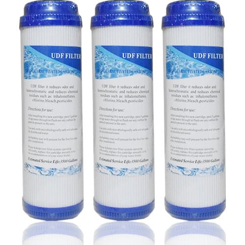 Water Purifier Filter 10 İnch Granular UDF Activated Carbon Coconut Adsorption Value Filter Cartridge Replacement 3 PCS