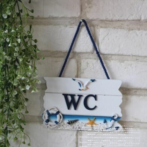 WC Doorplate Wooden Door Hang Tag WC Door Plate WC Bathroom Toilet Door Decoration Creative Mediterranean European Style