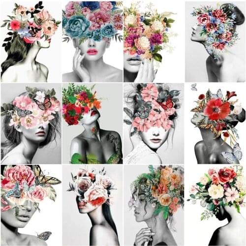 GATYZTORY Painting By Numbers Flowers Woman Kits Handpainted DIY Framed Coloring By Number Draw On Canvas Figure Home Wall Decor