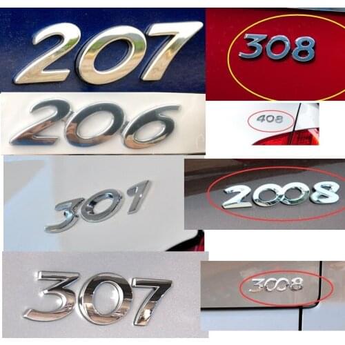 HARBLL Car Sticker 3D Silver Rear Trunk Emblem Badge Decal For Peugeot 206 207 307 308 301 2008 3008 408 508 406 Car Styling