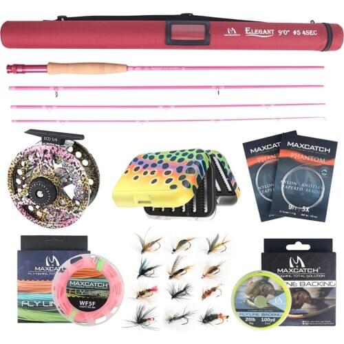Maximumcatch 6.5FT/9FT 2wt/5wt Fly Fishing Rod 30T Carbon Fiber Medium Fast Action Fly Rod Reel Line Box Hooks Fully kit