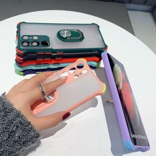 Metal Bracket Corners Anti-drop Phone Case For Samsung A32 A52 A72 A42 S21 S20 S10 Plus Soft Camera Protaction Matte Phone Cover