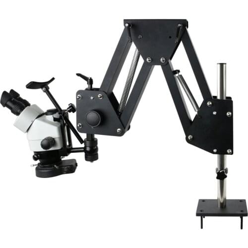 Simul-Focal 3.5X-90X Stereo Trinocular Microscope Universal Bracket Stretch Spring Stand Table Holder 0.5X1X2X Barlow Lens