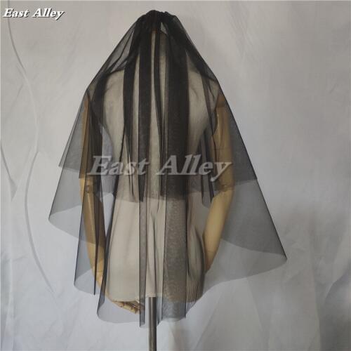 Soft Black 2 Layer 70cm/90cm Cut Edge Wedding Veil Fingertip Bridal Veil Metal Comb in White ,Ivory, Black, Champagne