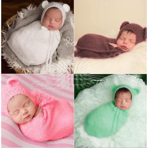 New photographed knit adjustable baby sleeping bag with cap hand-knit clothing newborn baby photography clothing