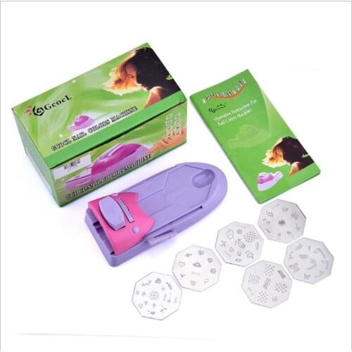Nail Art Printer Machine DIY Nail Tools With Set 6 Metal Pattern Floral Plates Scraper Printing Plate Stamper Printing Manicure