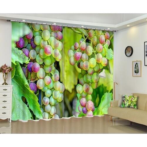 Green grapes Luxury Blackout 3D Window Curtains For Living Room Bedroom Customized size Drapes Cortina Rideaux Cushion cover