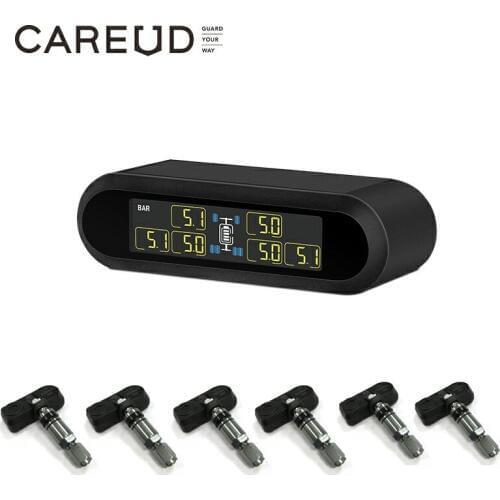 CAREUD T650 Solar Bus RV Truck TPMS Wireless Tire Pressure Monitoring System With 6 External Internal Sensors Max 116 PSI