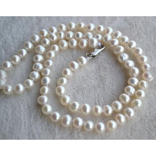 Unique Pearls jewellery Store AA 5-6MM White Color Genuine Freshwater Pearl Necklace Charming Women Gift Fine Jewelry