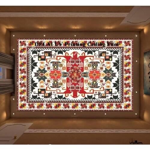 Vivid Saudi Arab abstract texture UV stretch ceiling film with lighting for living room decoration