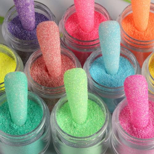10Boxes Hot Pink Nail Glitter Sugar Coat Powder Pigment Sparkly Candy Colorful Dust For Gel Polish Manicure Nail Art Decorations