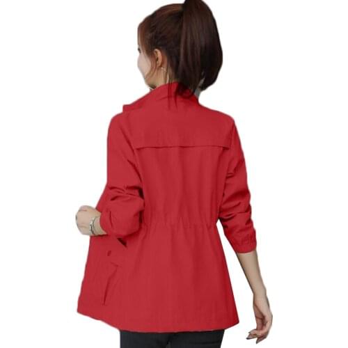 Womens Short Jacket 2021 Spring Autumn New Casual Windbreaker Stand Collar Tooling Jacket Basic Zipper Coat Tops With Lining 23