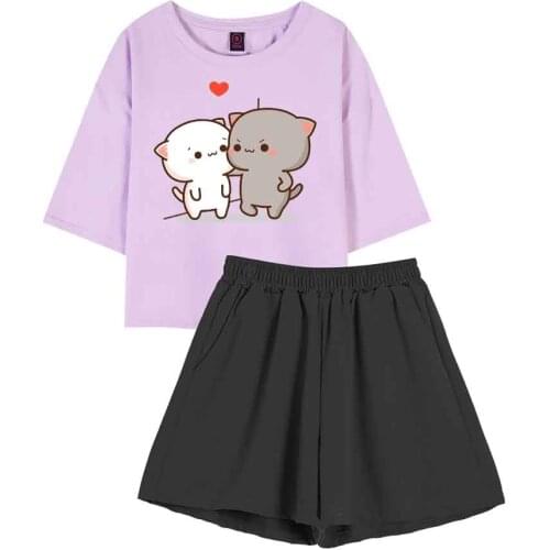 Sleepwear Women Two Piece Set Women Summer Short Sleeve O-neck Pajamas Set Female Cotton Shorts Suit Bear Print TrendyTracksuit