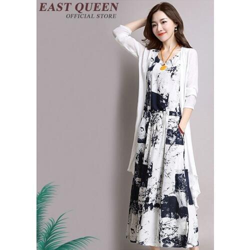 Womens dresses new arrival 2019 casual women big sizes arts style sleeveless long shirt 3xl 4xl 5xl AA2830