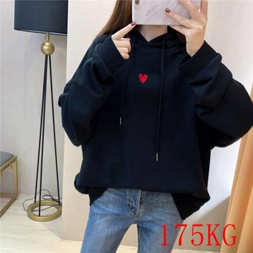 2021Autumn and winter new style plus size hooded sweater 6XL-10XL fashion womens embroidery loose thick hooded sports sweater