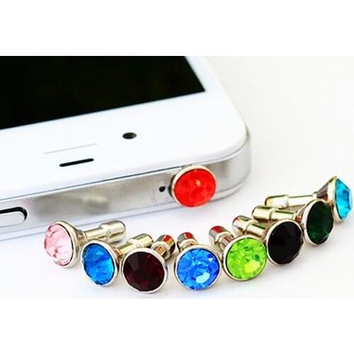 10pcs Bling Diamond Dust Plug Universal 3.5mm CellPhone Earphone Plug Sony Headphone Jack Stopper