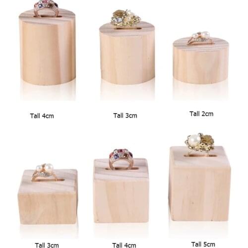 3Pcs/set Round/ Square Solid Wood Rings Storage Organizer Rack Desktop Decoration Ring Jewelry Display Holder