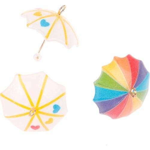 5pcs Mini Simulation Small Umbrella Charms for Dollhouse Miniature Pendant Diy Earrings Necklace Key Chain Accessories