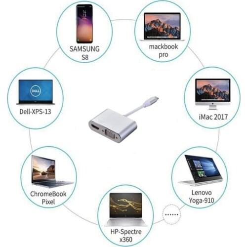 50Set 2 in 1 USB C 3.1 Type-c to HDMI-Compatible 4K VGA Or with audio UHD Converter Adapter For MacBook Pro S10 S9