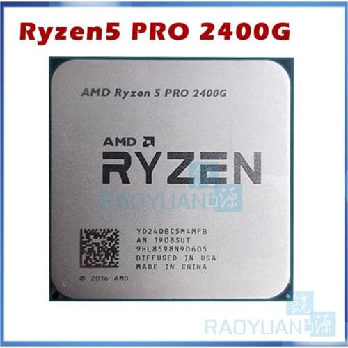 AMD Ryzen 5 Pro 2400G R5 Pro 2400G 3.6 GHz Quad-Core Quad-Thread 65W CPU Processor YD240BC5M4MFB Socket AM4