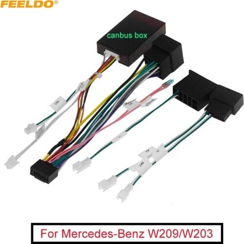 FEELDO Car 16pin Audio Wiring Harness Adapter With Canbus Box For Mercedes-Benz W209(02-06)/W203(01-04) Stereo Installation