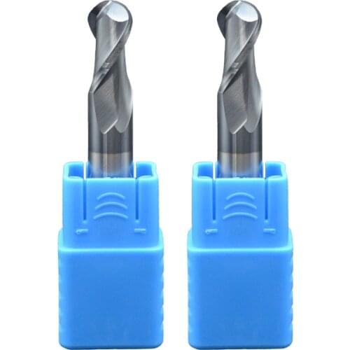 Free shipping 6 pcs/set R0.5 R0.75 R1 R1.5 R2 R3 Real HRC45 For 2 flutes ball nose end mill milling cutter CNC router bit