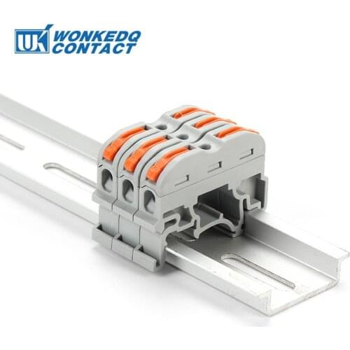 Fast Wire Cable Connector Terminal Block 222 2/4/6 Pin Connection Compact Splicing Plug With DIN Rail Feet 10Pcs 222-211/212/213
