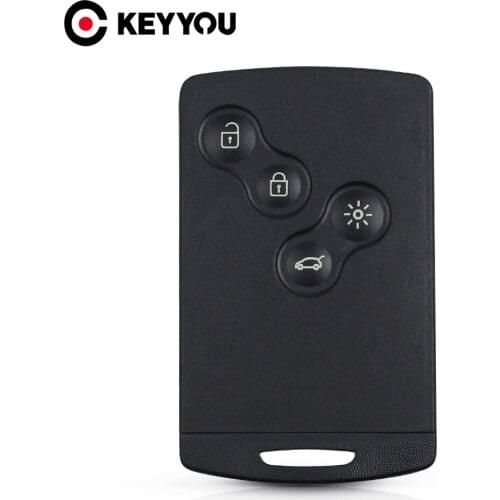 KEYYOU 10/30/50pcs For Renault Laguna Koleos Megane Remote Smart Card Key Shell Blank Car Case Fob 4 Buttons WIth Insert Blade
