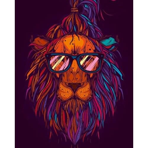 CHENISTORY Frame DIY Painting By Numbers Kits Colorful Lions Animals Paint By Numbers For Adult Wall Art Picture Acrylic Diy Gif