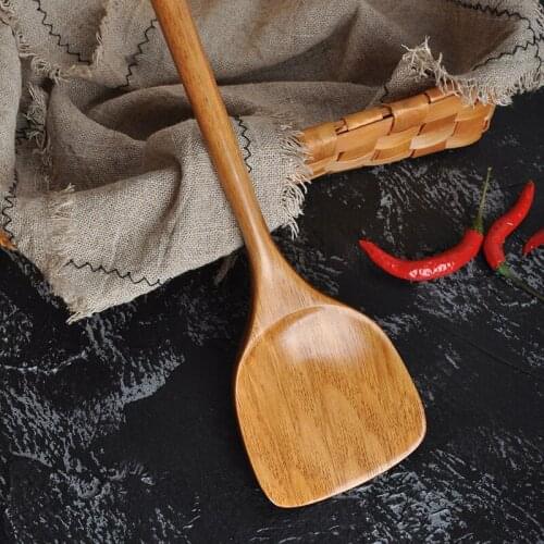 Wooden Shovel Spatula Wok Handcrafted Spoon Non Stick Cooking Scraper Rice Spoon Kitchen Cooking Utensils Baking Tools