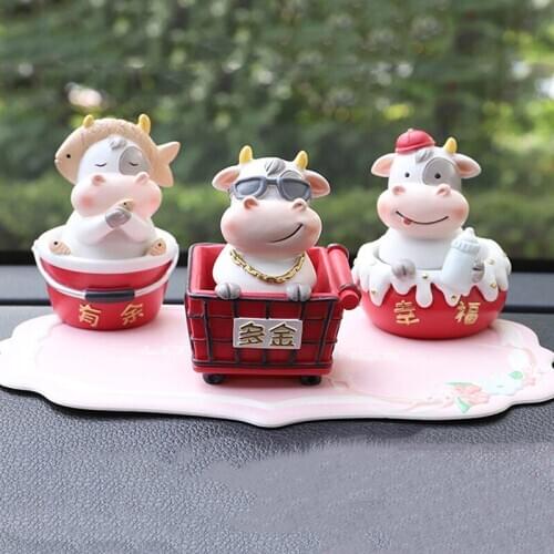 Home Decor Garden Miniature Animal Figurines Desktop Decoration Cute Cow figure Toys New Year gift for Children