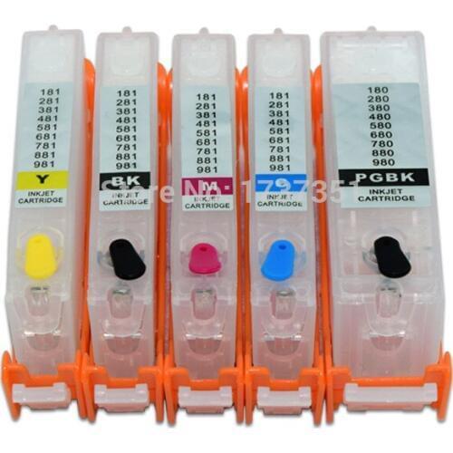 5 color PGI-280 CLI-281 Refill Ink Cartridge with Disposable Chip for Canon PIXMA TR7520 TR8520 TS6120 Printer PGI 280 CLI 281