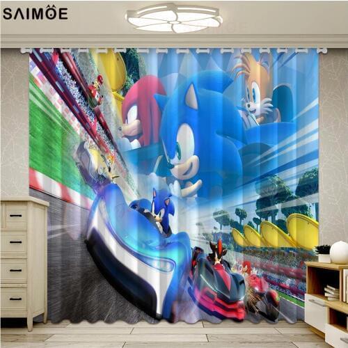 Racing sonic Printed curtains for bedroom living room curtain cartoon kids room curtain window treatments drapes